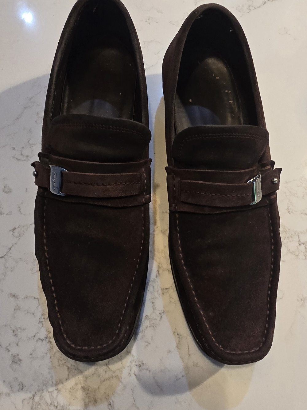 Salvatore Ferragamo Dark Brown Suede Bit Loafers